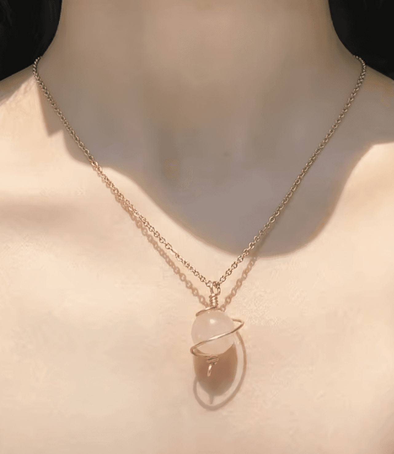 Natural Rose Quartz Pendant Necklace